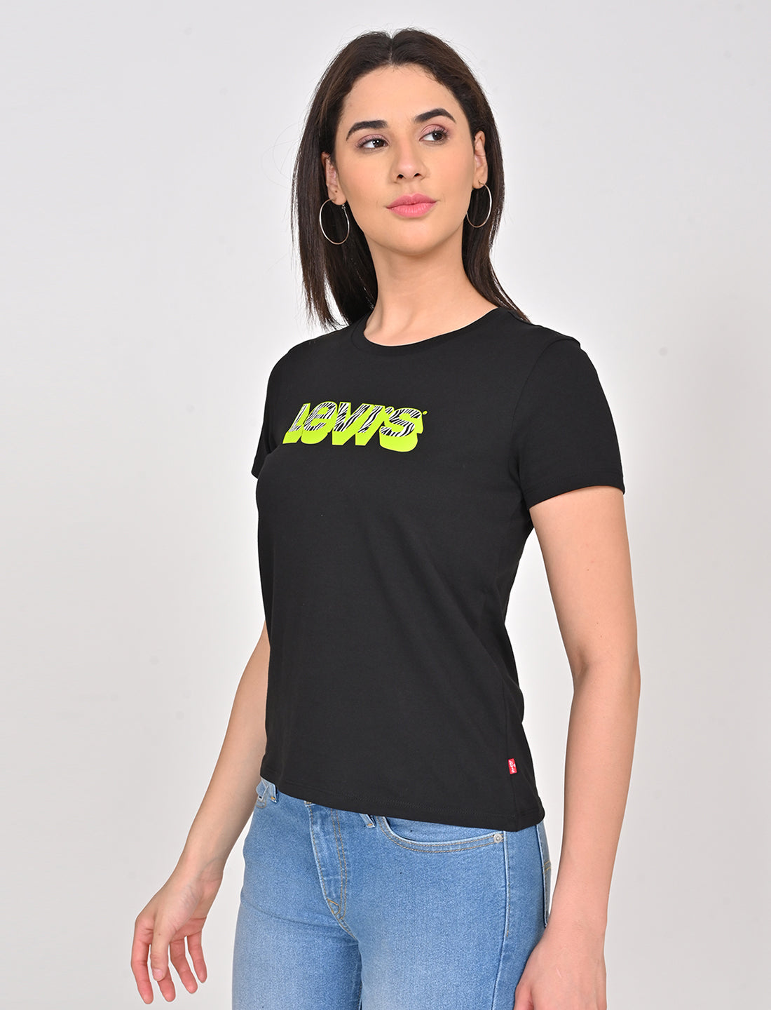 Women's Brand Logo Crew Neck T-Shirt - Side View