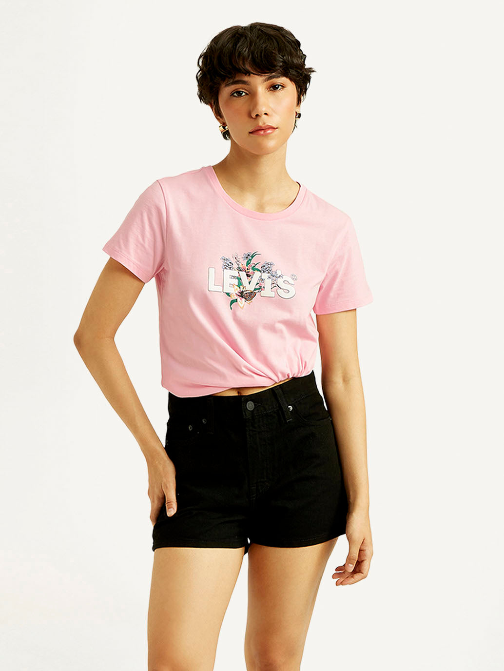 Women's Graphic Print Crew Neck T-shirt - Styleshot View