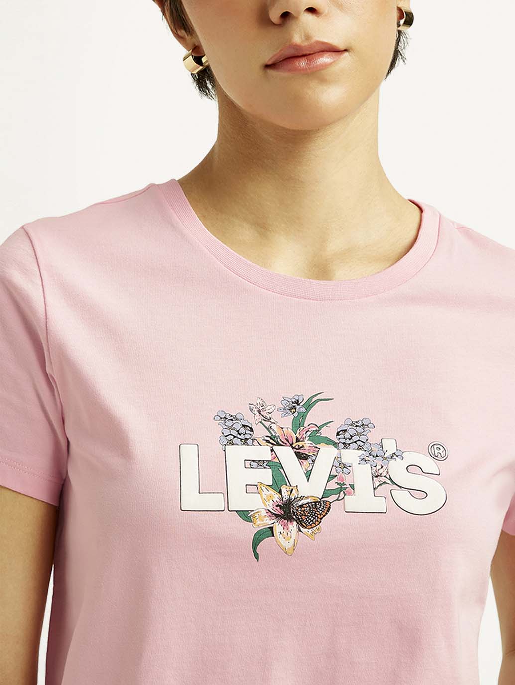 Women's Graphic Print Crew Neck T-shirt - Detail View