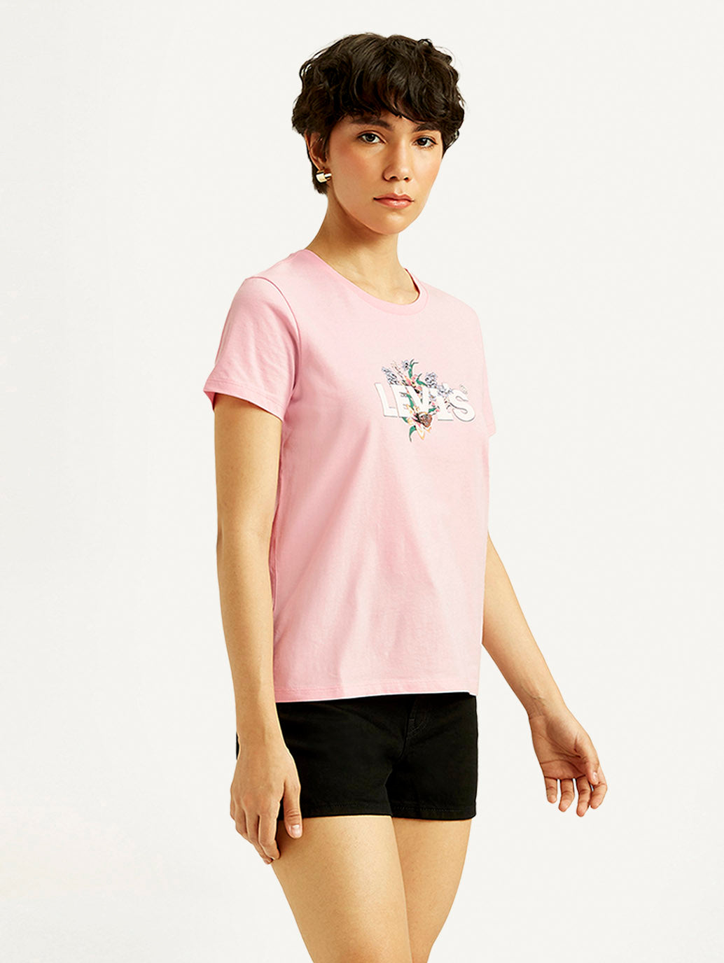 Women's Graphic Print Crew Neck T-shirt - Side View