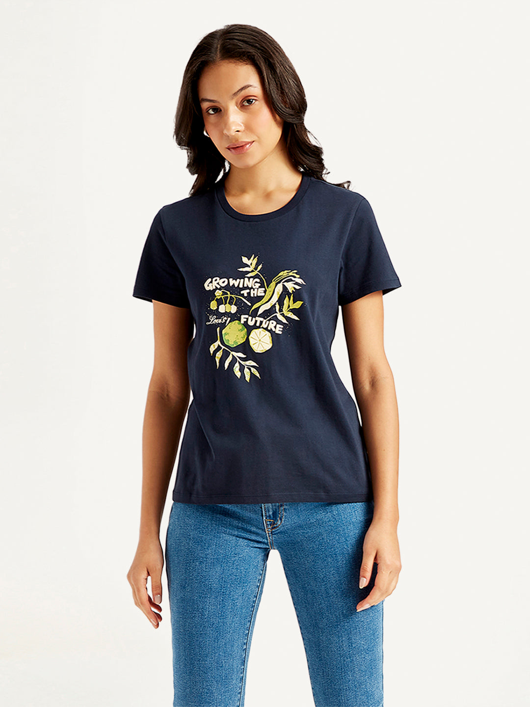 Women's Graphic Print Crew Neck T-shirt - Front View