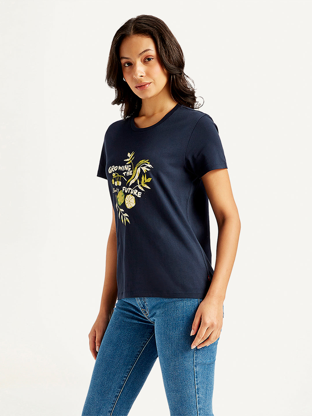 Women's Graphic Print Crew Neck T-shirt - Side View