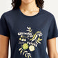 Women's Graphic Print Crew Neck T-shirt - Detail View
