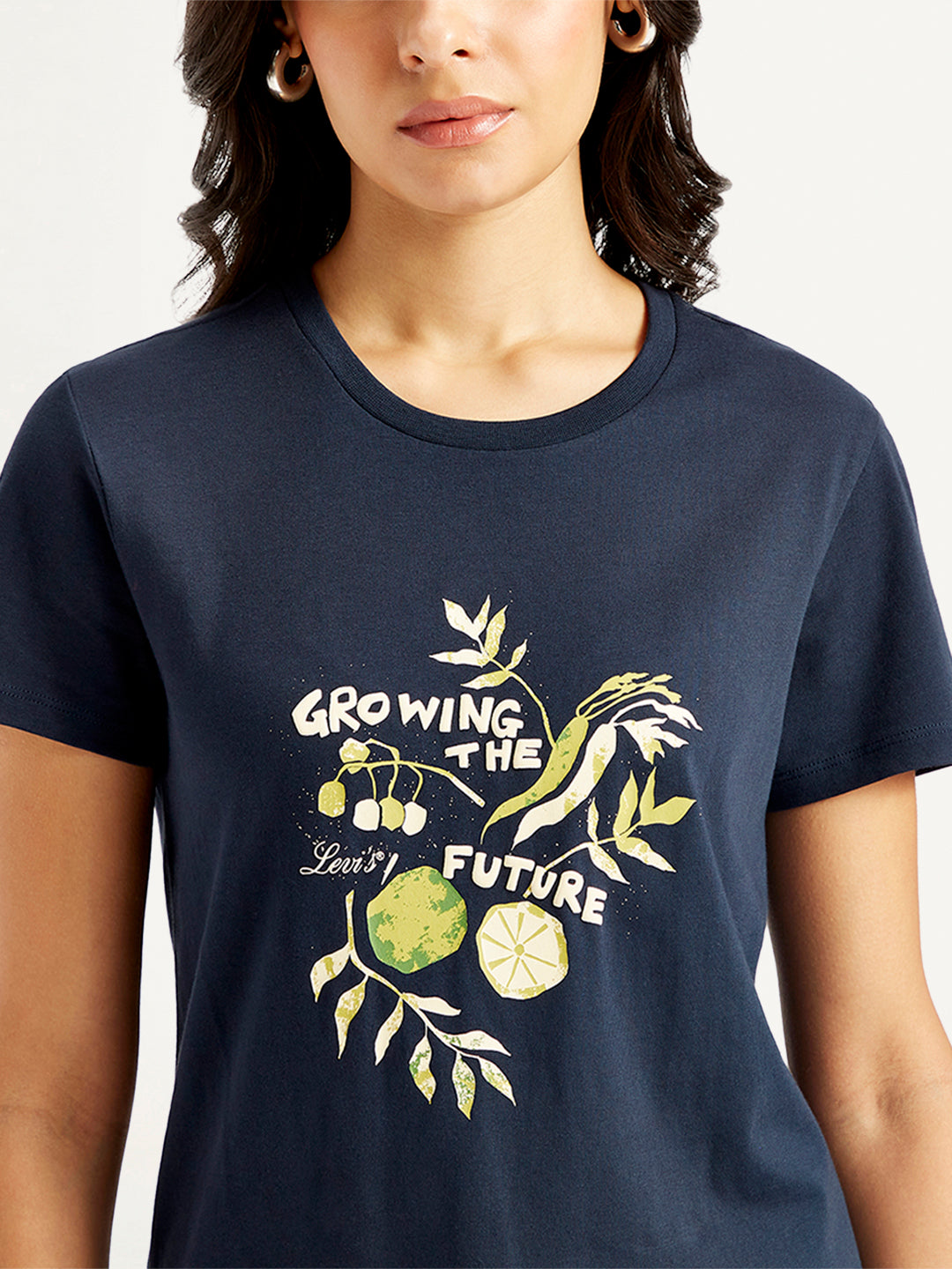 Women's Graphic Print Crew Neck T-shirt - Detail View