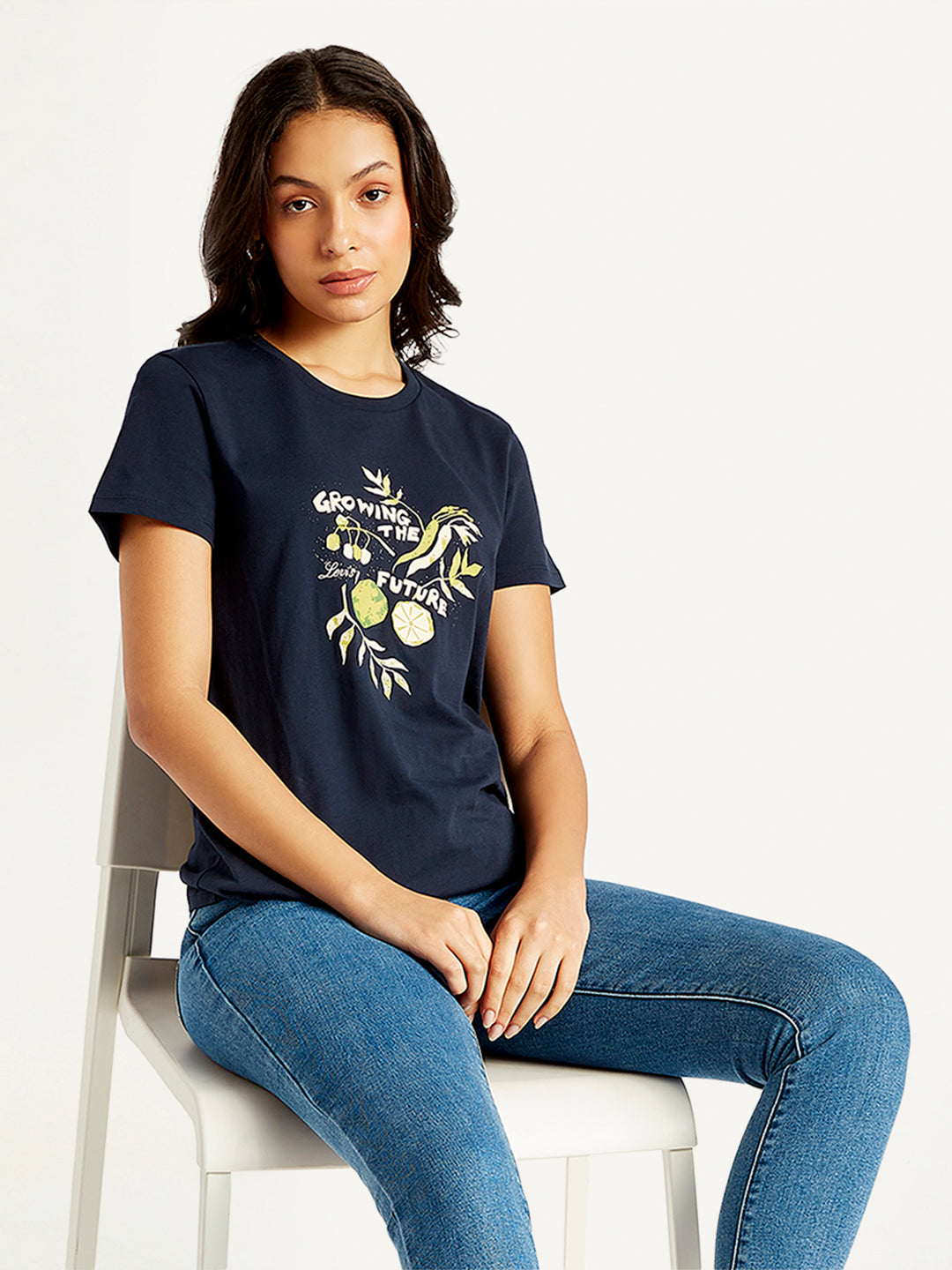 Women's Graphic Print Crew Neck T-shirt - Styleshot View