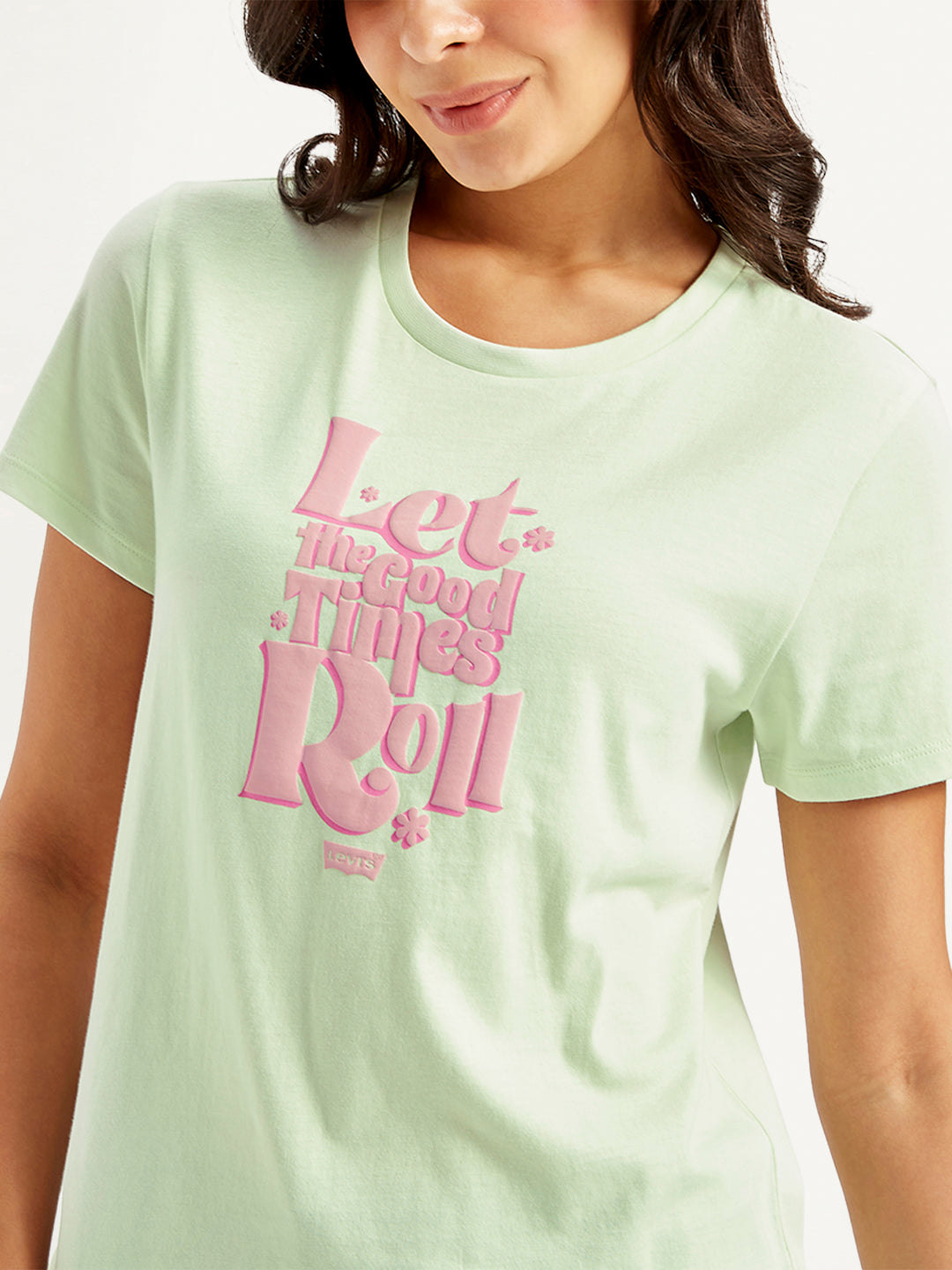 Women's Graphic Print Crew Neck T-shirt - Detail View