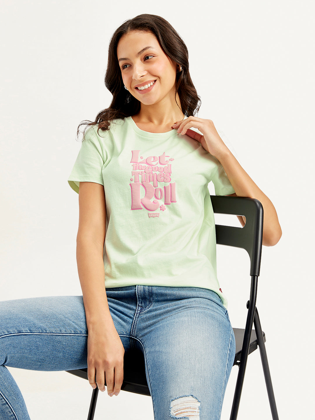 Women's Graphic Print Crew Neck T-shirt - Styleshot View