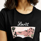 Women's Graphic Print Round Neck T-shirt - Detail View