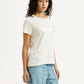 Women's Brand Logo White Crew Neck T-shirt - Side View