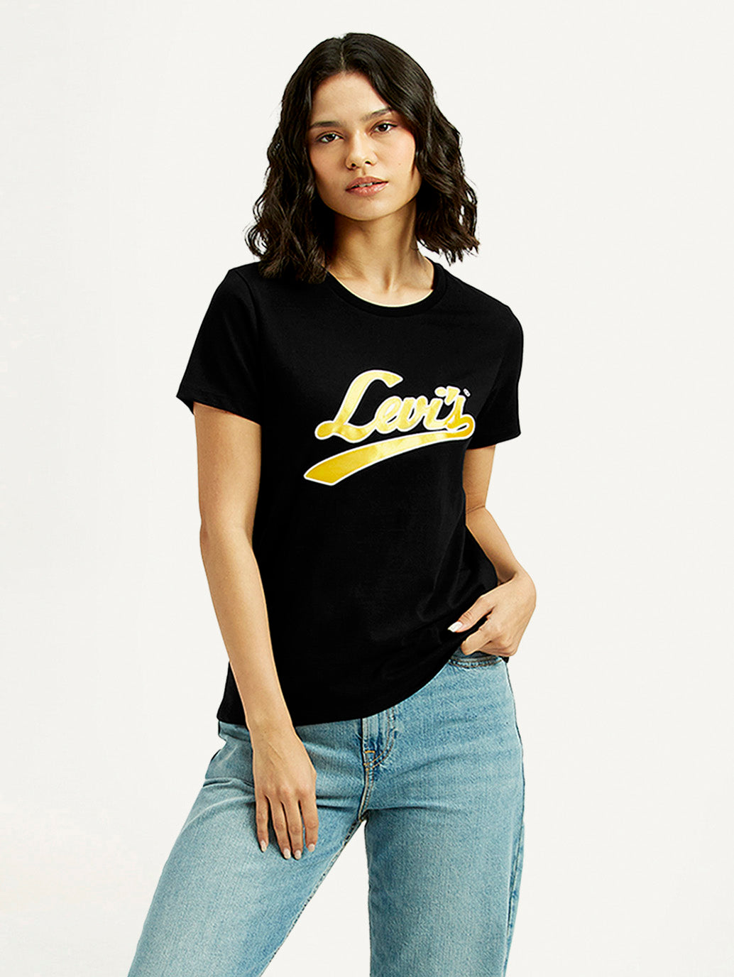 Women's Brand Logo Round Neck T-shirt