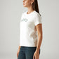 Women's Brand Logo White Crew Neck T-shirt - Side View