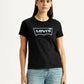 Women's Brand Logo Black Round Neck T-shirt - Front View