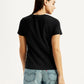 Women's Brand Logo Black Round Neck T-shirt - Back View