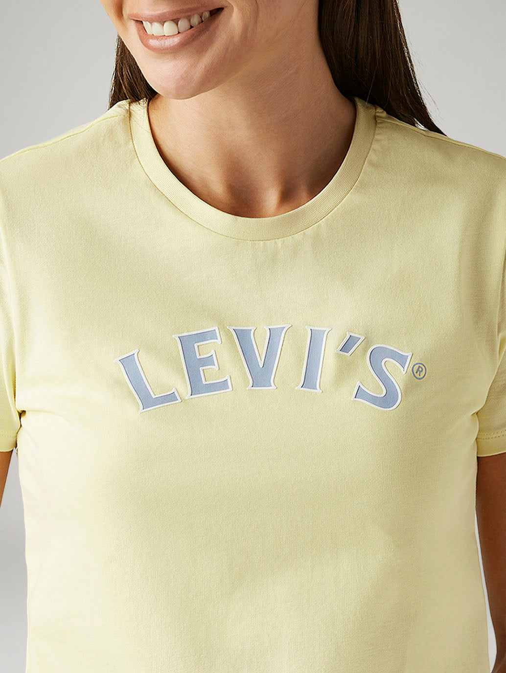 Women's Brand Logo Yellow Crew Neck T-shirt - 20 View