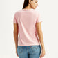 Women's Brand Logo Light Pink Round Neck Relaxed Fit T-shirt - Back View