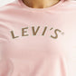 Women's Brand Logo Light Pink Round Neck Relaxed Fit T-shirt - Detail View