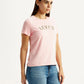 Women's Brand Logo Light Pink Round Neck Relaxed Fit T-shirt - Side View