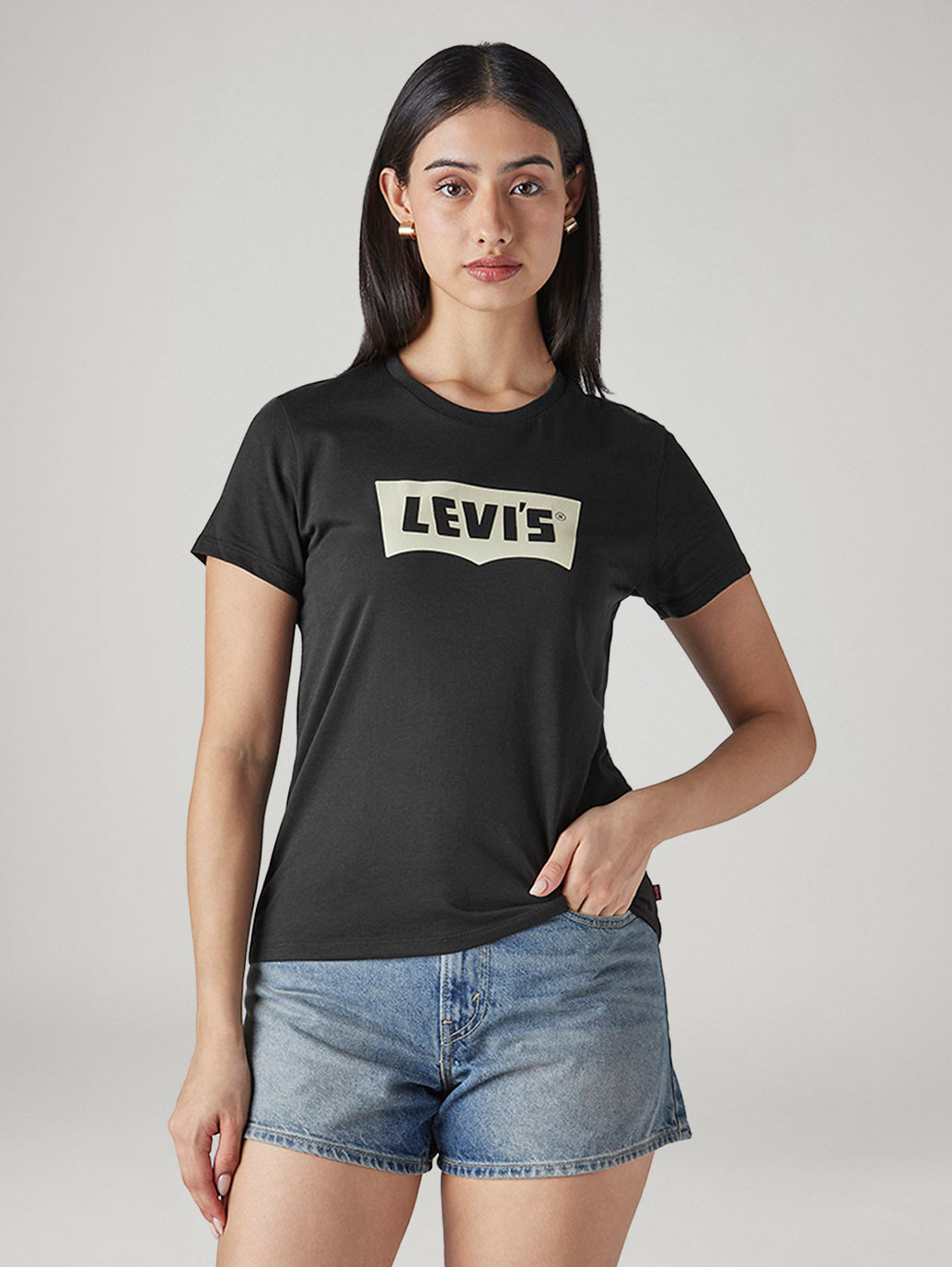 Women's Logo Printed Slim Fit T-Shirt - Front View
