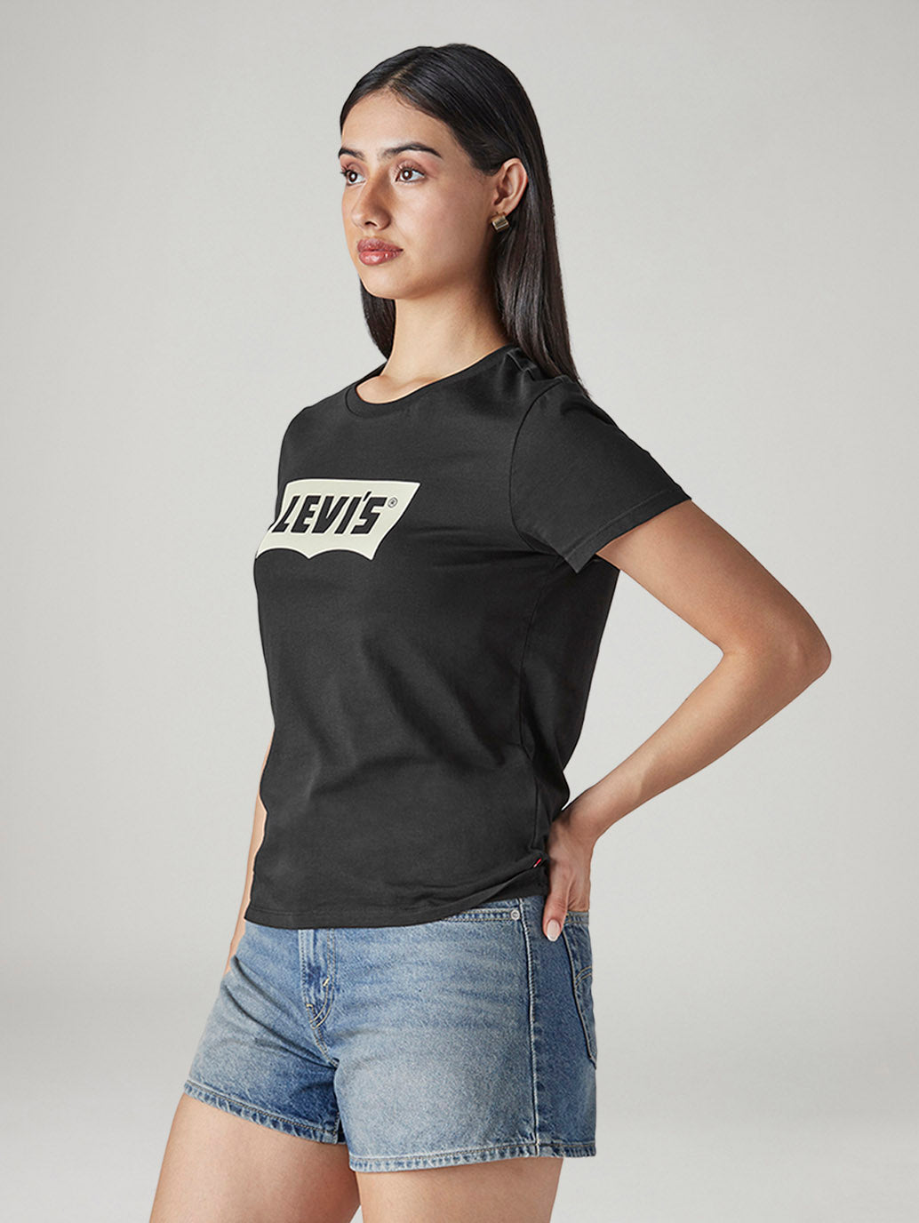 Women's Logo Printed Slim Fit T-Shirt - Side View