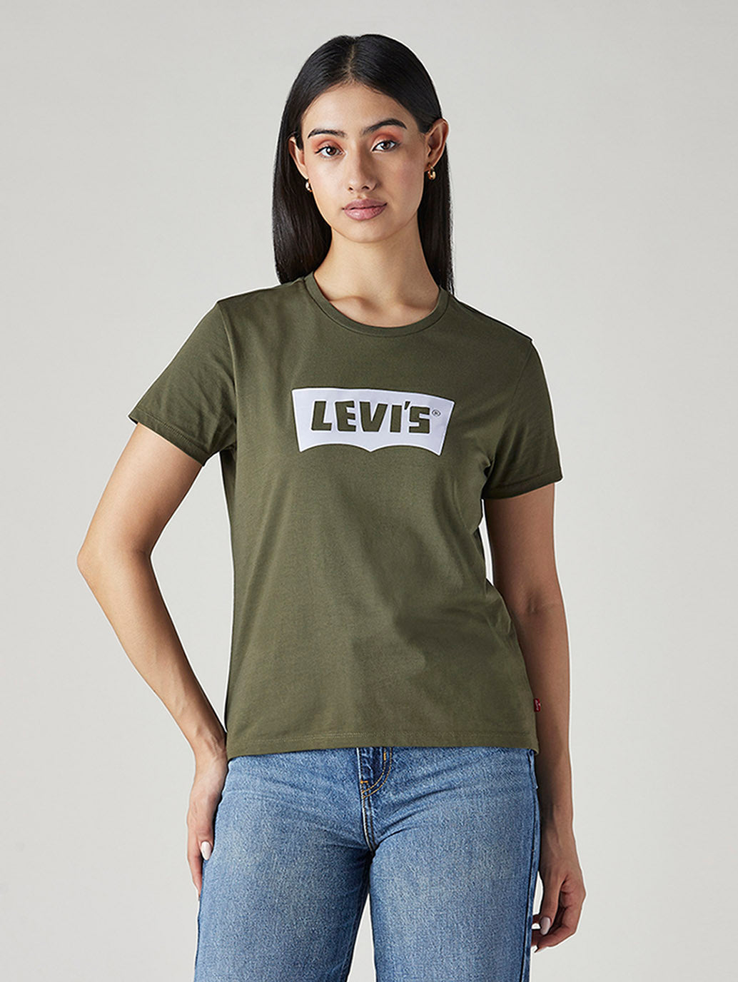 Women's Logo Printed Slim Fit T-Shirt - Front View