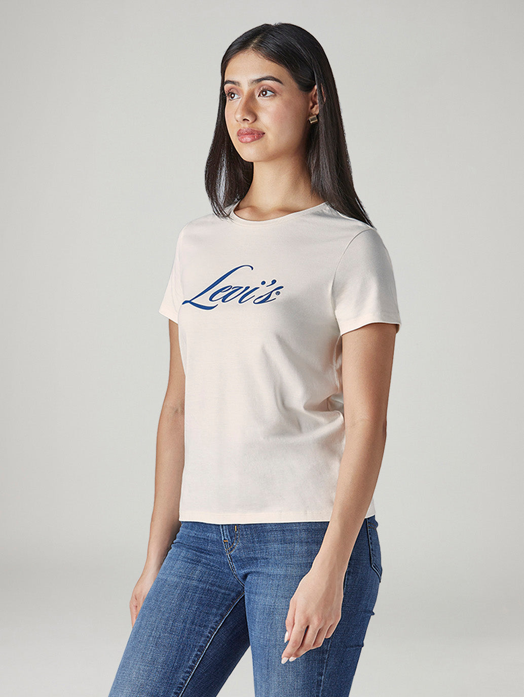 Women's Logo Printed Slim Fit T-Shirt - side View