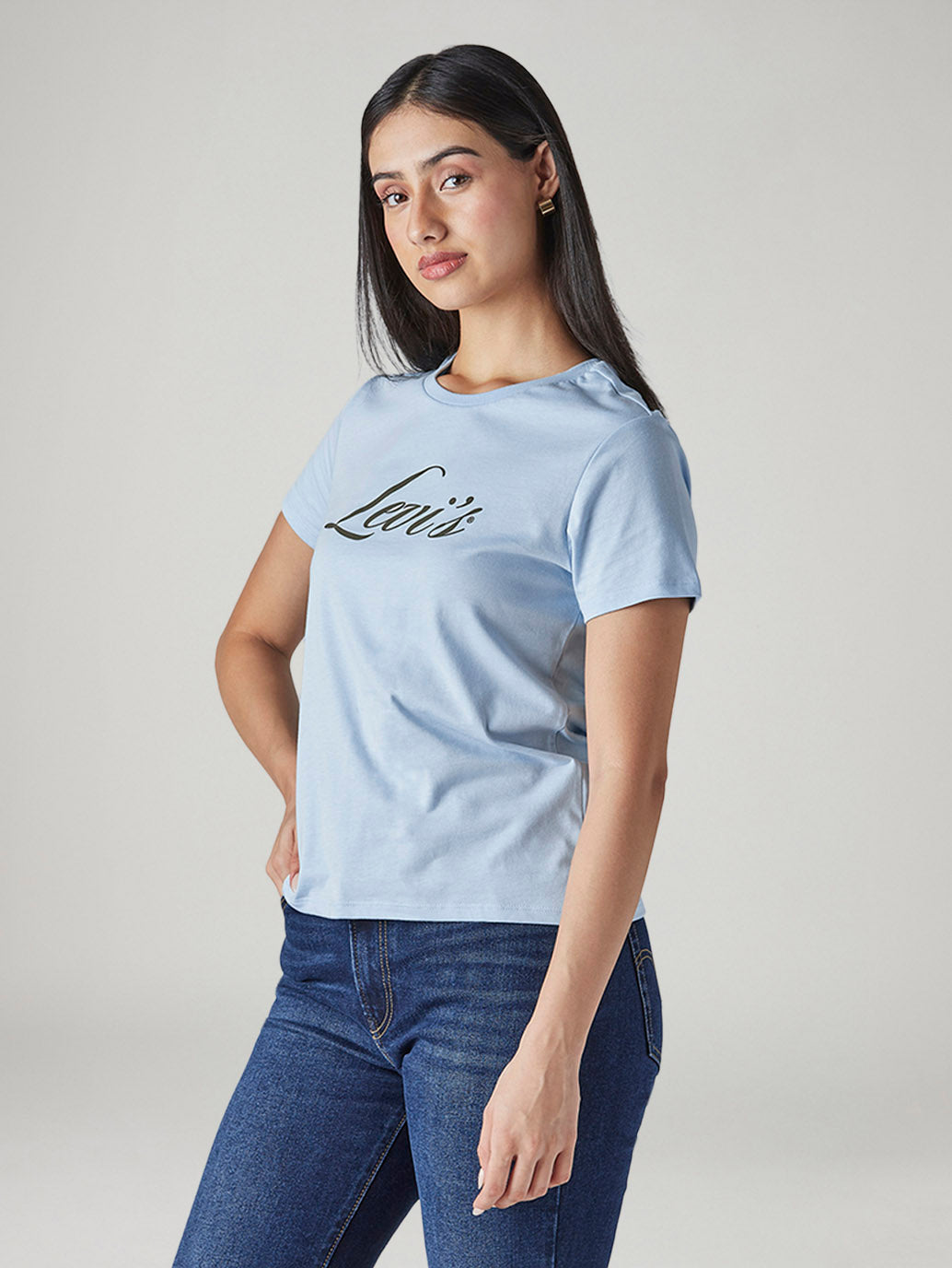 Women's Logo Printed Slim Fit T-Shirt - Side View