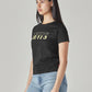 Women's Typography Printed Regular Fit T-Shirt - Side View