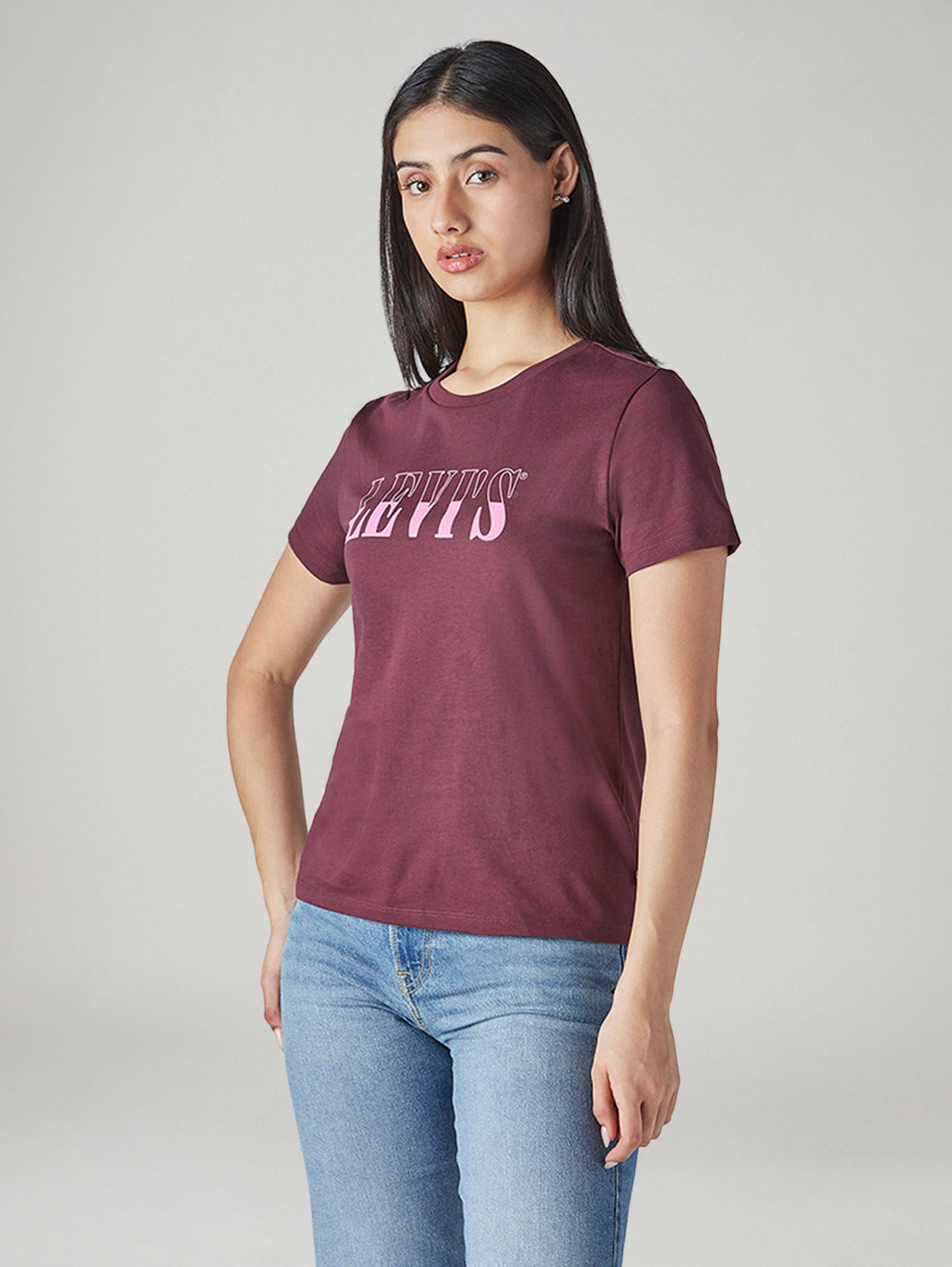 Women's Typography Printed Regular Fit T-Shirt - Side View