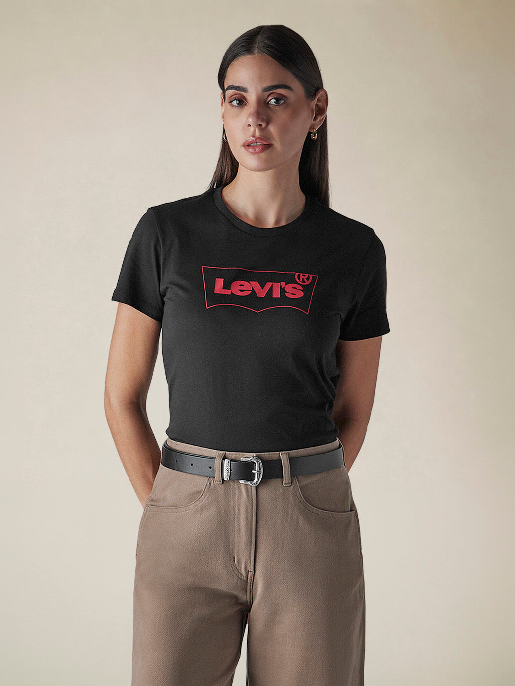 Women's Logo Printed Slim Fit Jersey T-Shirt - Styleshot View