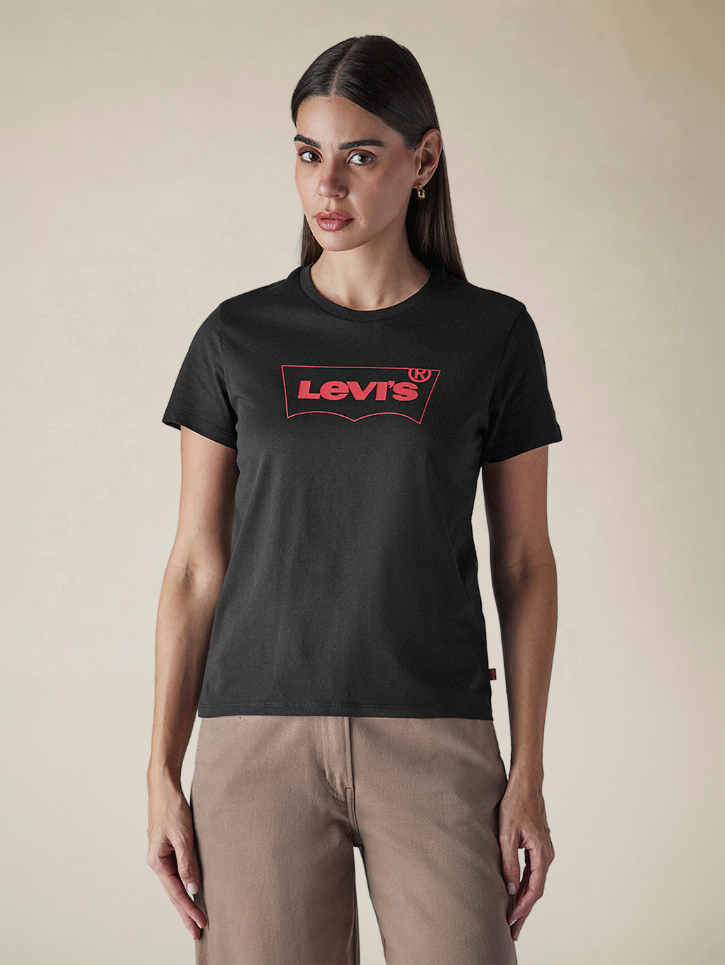 Women's Logo Printed Slim Fit Jersey T-Shirt - Front View
