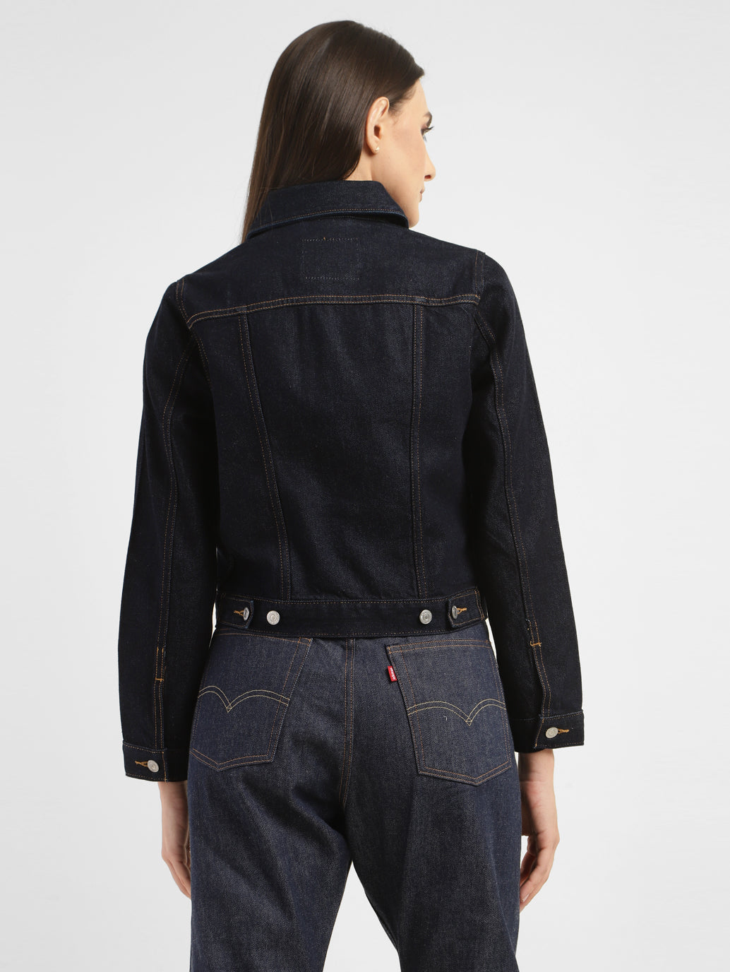 Women's Solid Spread Collar Denim Jacket - bfb5f62c-8d08-4b29-8e4b-f3c62b0366a7 View