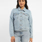 Women's Solid Blue Spread Collar Denim Jacket - a46763a7-aaad-4c23-9787-daa0f88e6c2a View