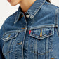 Women's Solid Blue Spread Collar Denim Jacket - Detail View