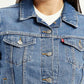 Women's Solid Blue Trucker Jacket - Detail View
