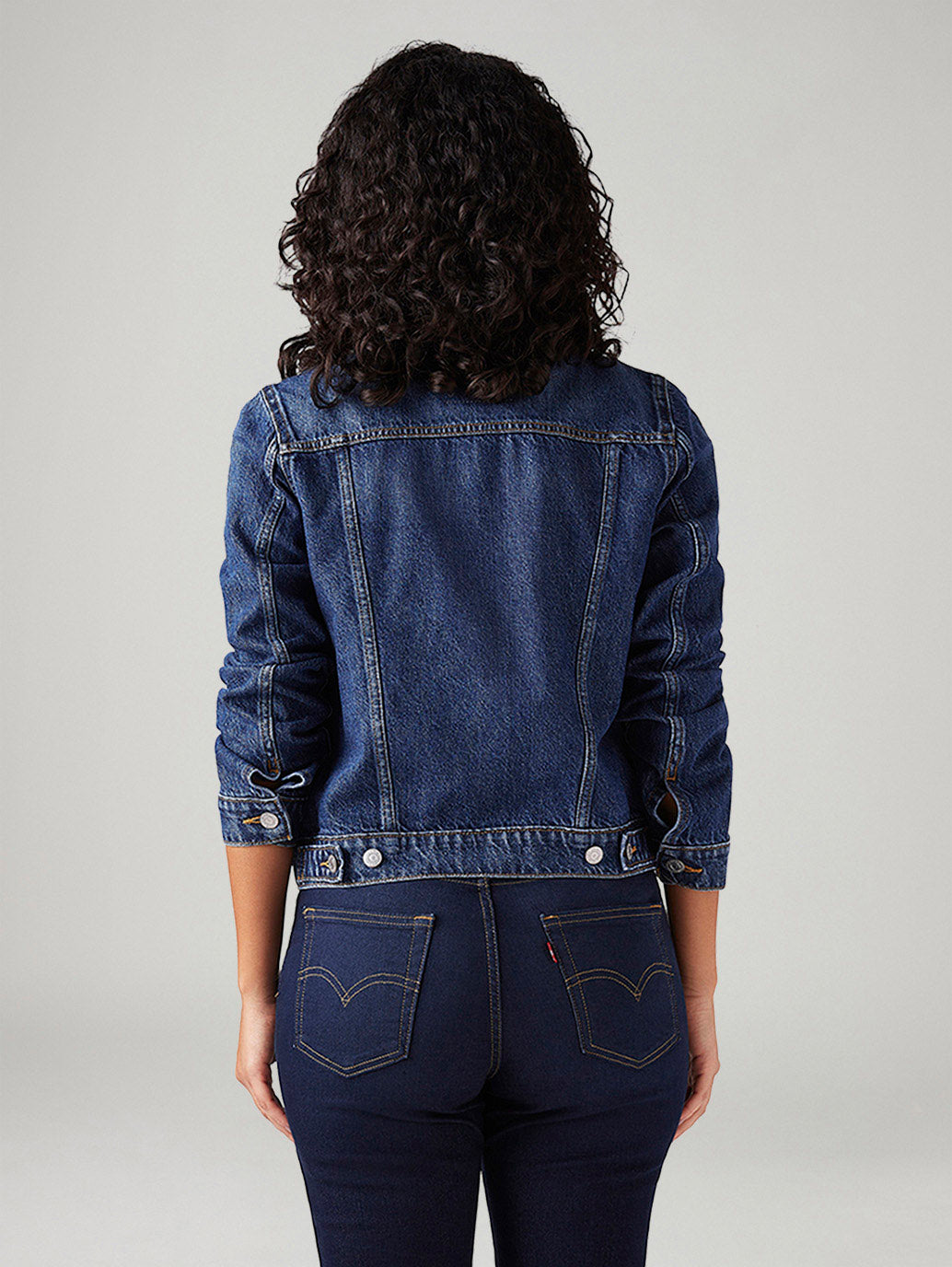 Women's Solid Regular Fit Jacket - Back View