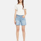 Women's Mid Rise Light Blue Straight Fit Shorts - 23da4c04bec5aeeba8567686113de1b2 View