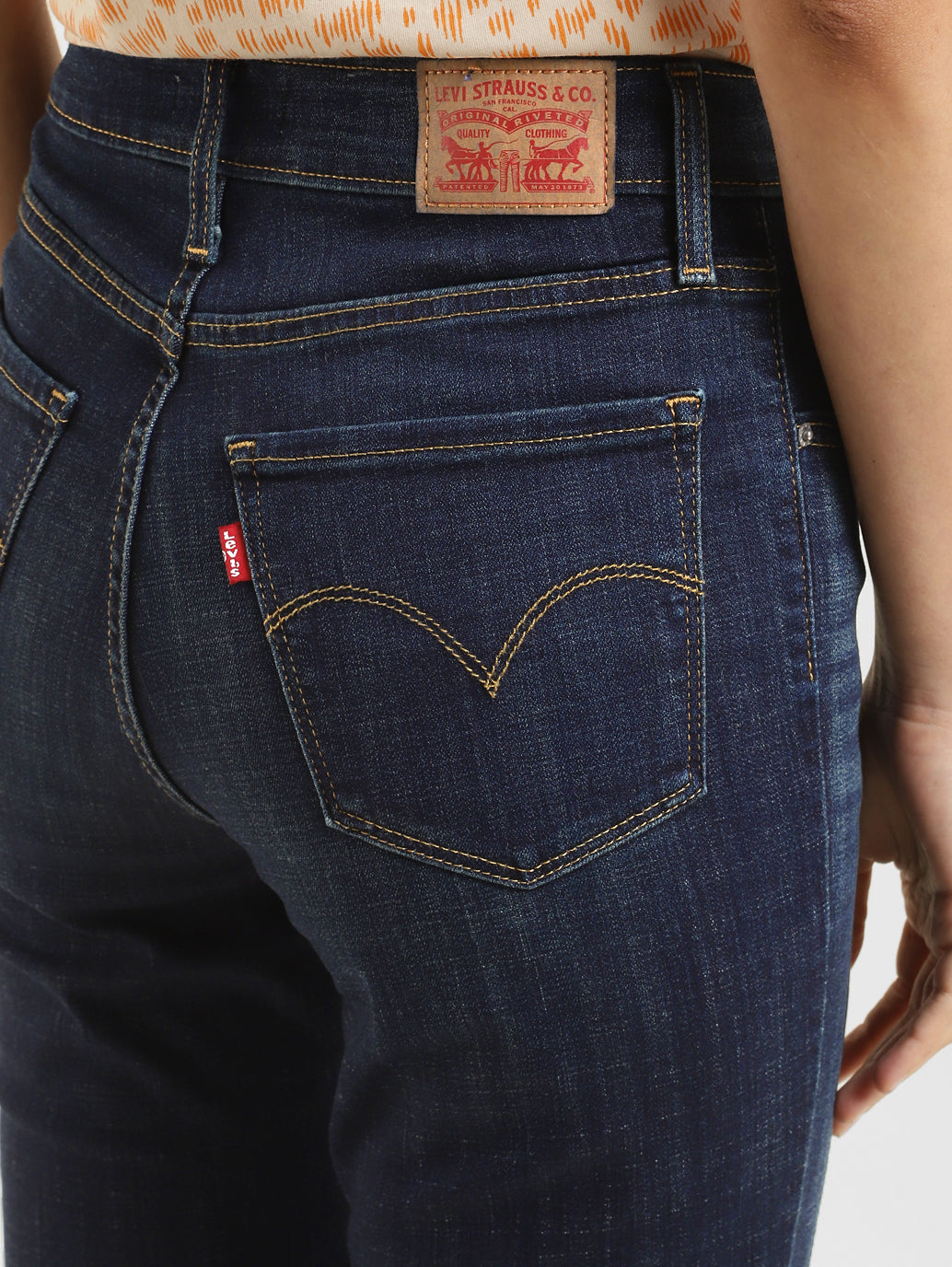 Women's 721 Blue Skinny Fit High Rise Jeans - details View