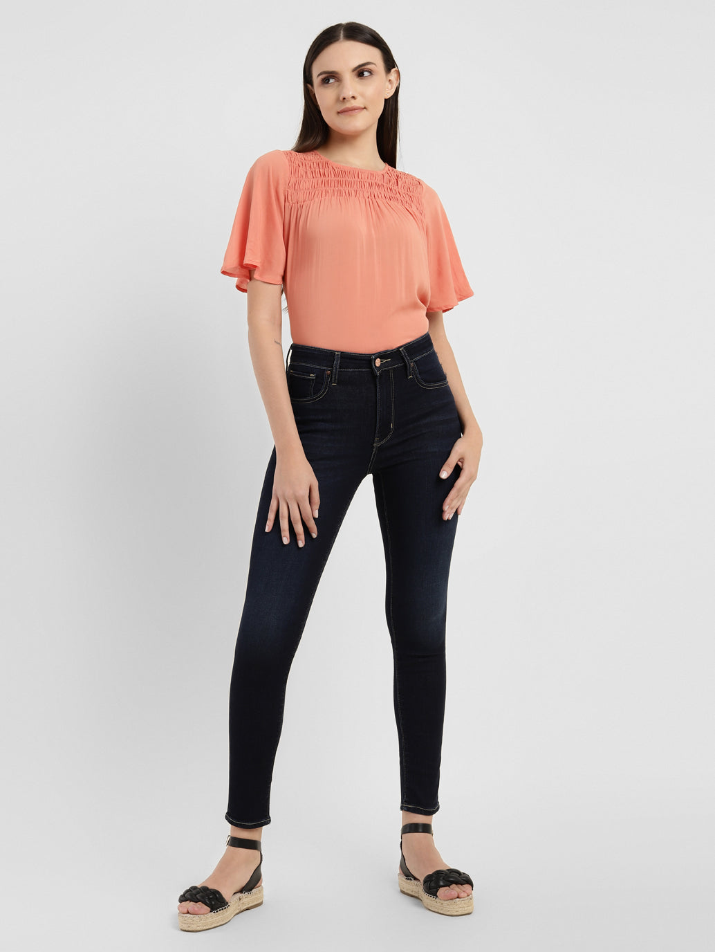 Women's 721 Navy Blue Skinny Fit High Rise Jeans - 3865b793-d275-498c-b517-55c405e61e37 View