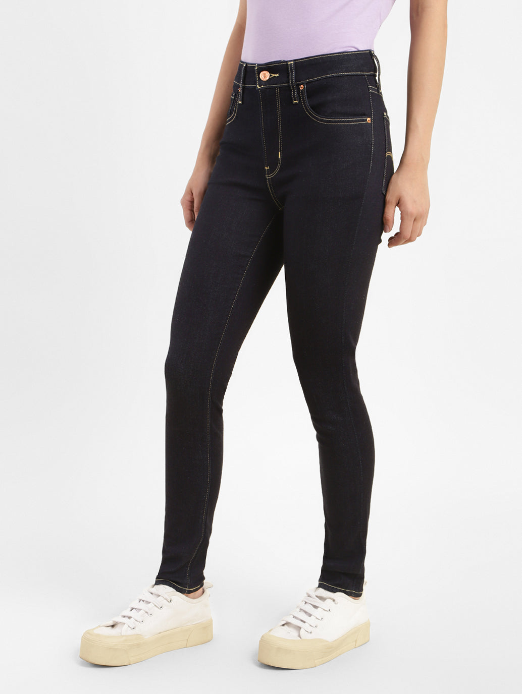 Women's 721 Navy Blue Skinny Fit High Rise Jeans - 3b819121-e59e-4f91-9320-a0400b32e610 View