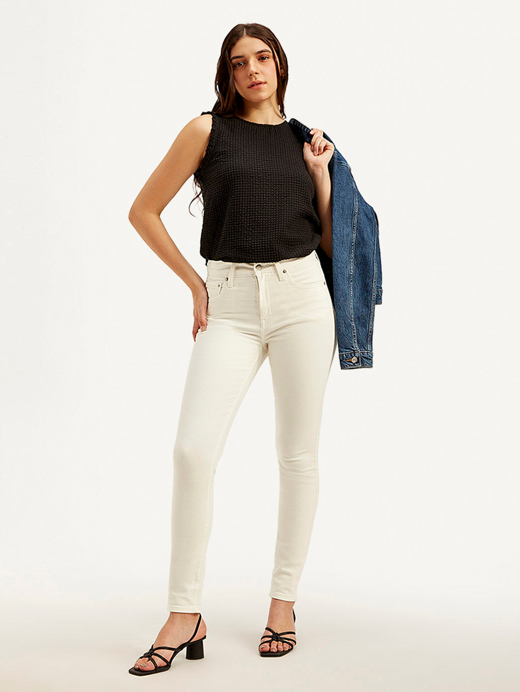 Women's 721 Off White Skinny Fit High Rise Jeans - Styleshot View