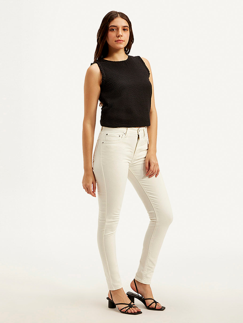 Women's 721 Off White Skinny Fit High Rise Jeans - Side View