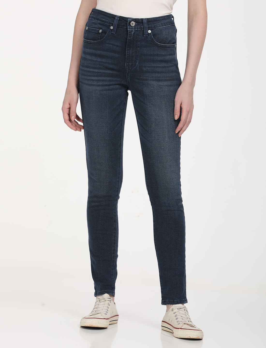 Women's 721 Navy Blue Skinny Fit High Rise Jeans - Front View