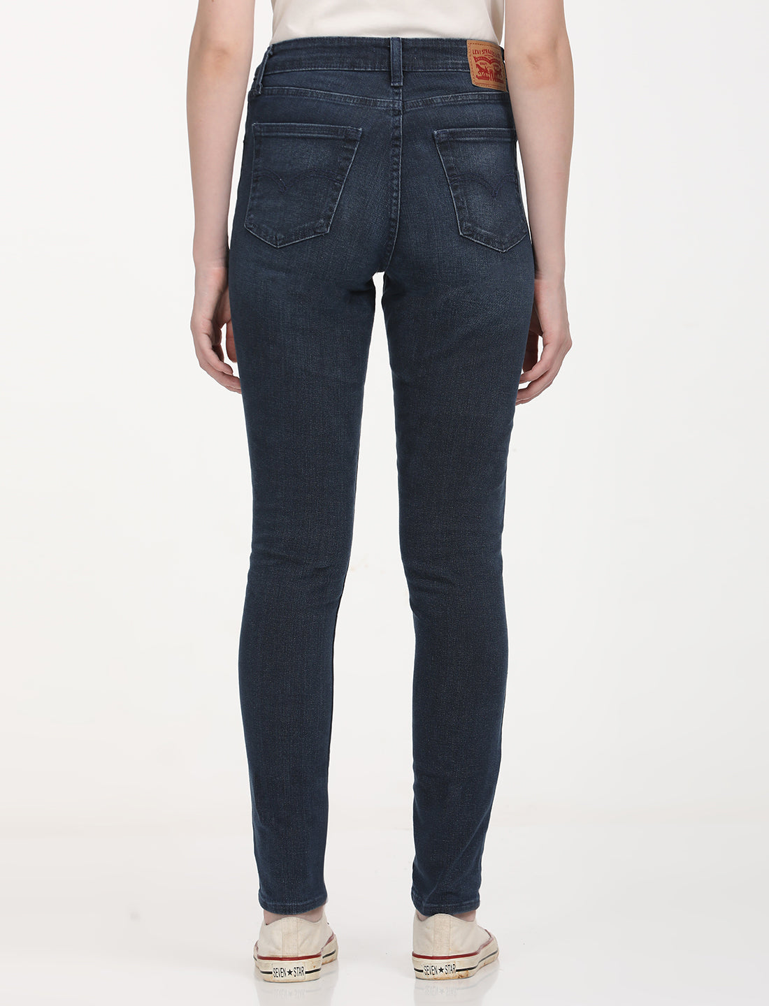 Women's 721 Navy Blue Skinny Fit High Rise Jeans - Back View