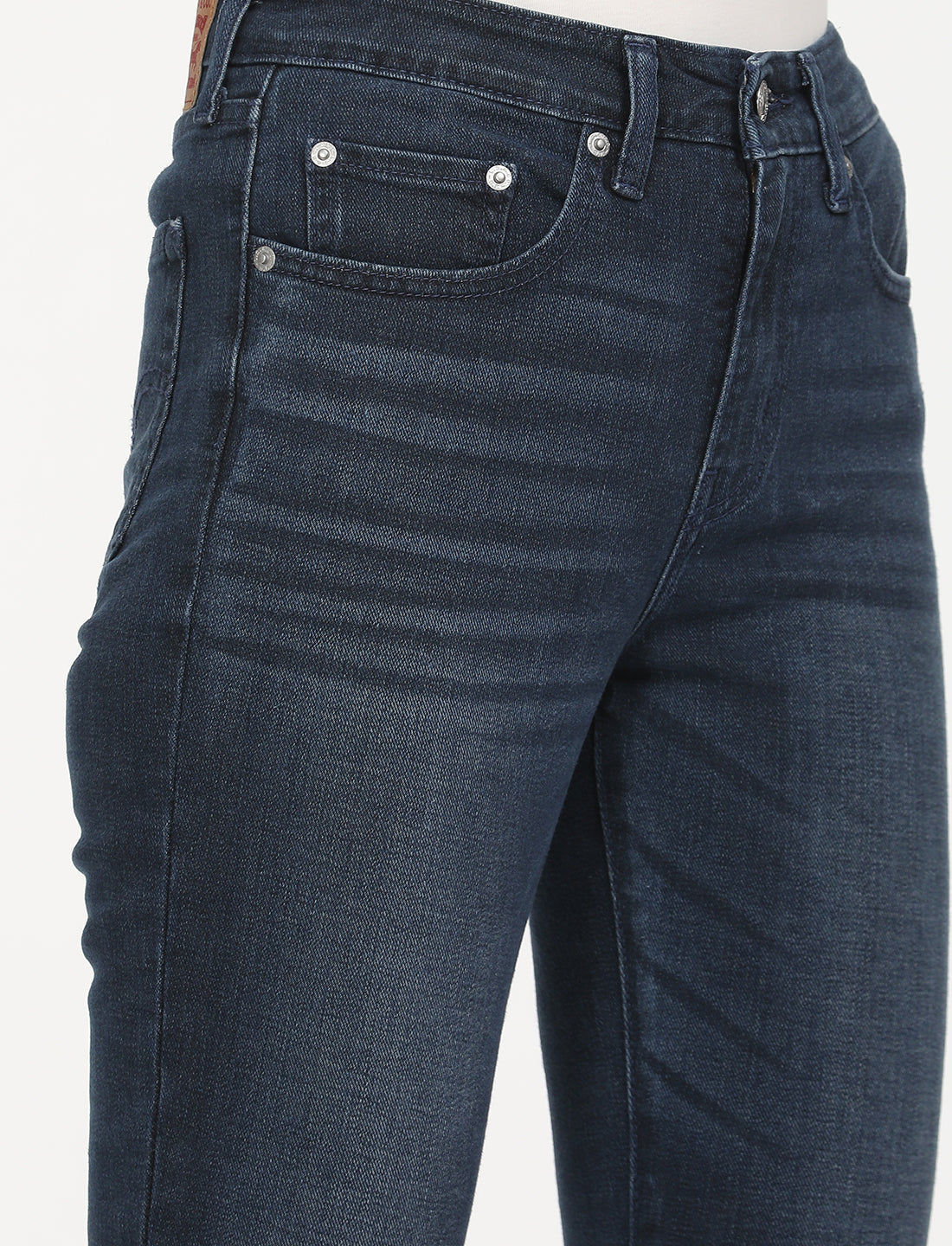 Women's 721 Navy Blue Skinny Fit High Rise Jeans - Detail View