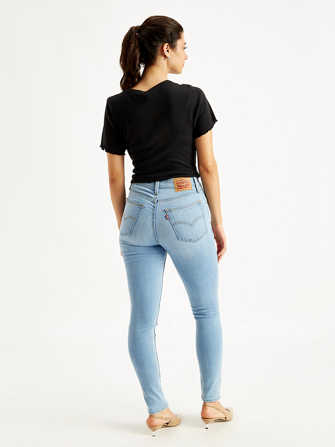 Women's 721 Light Blue Skinny Fit High Rise Jeans - Back View
