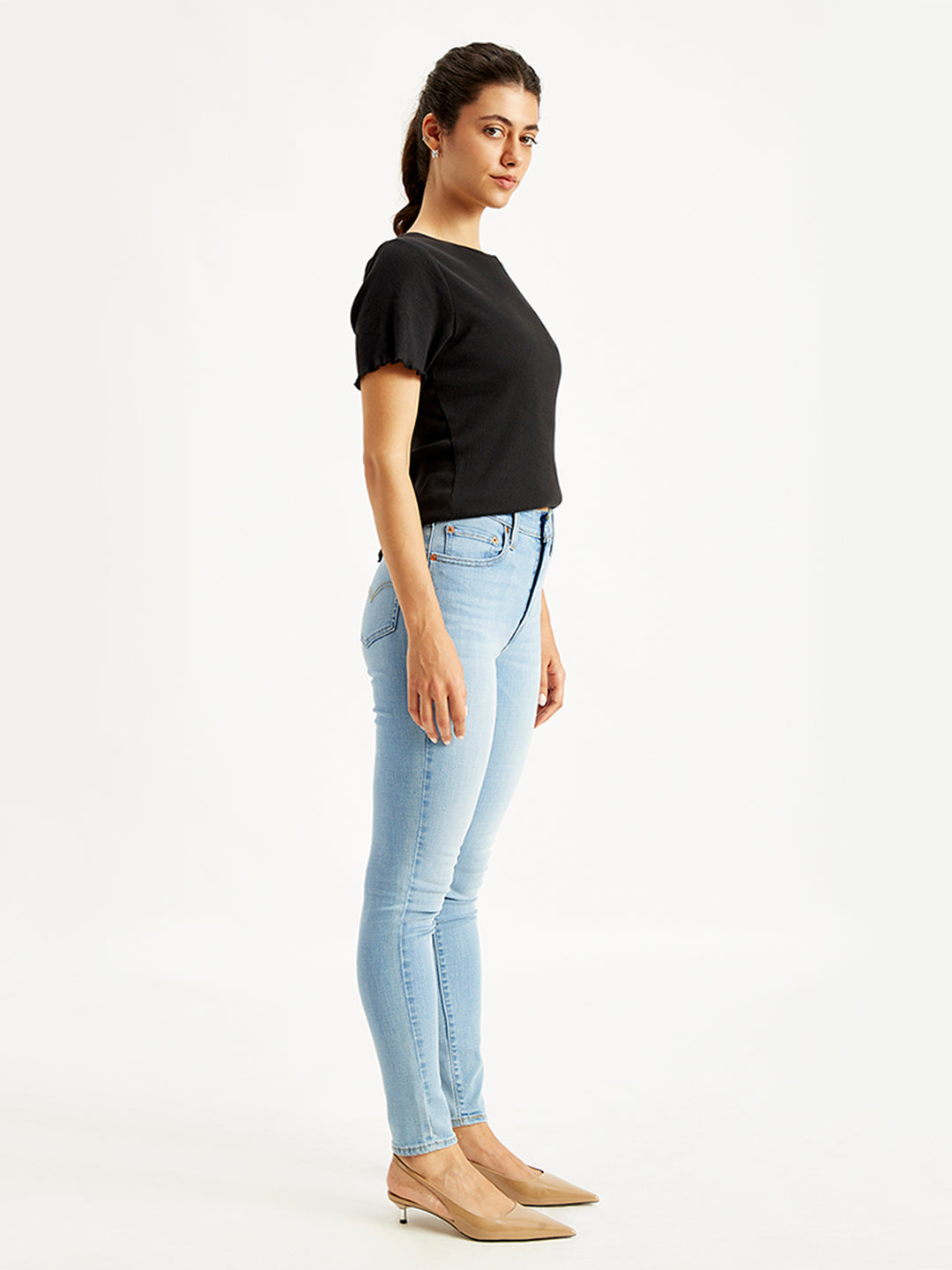 Women's 721 Light Blue Skinny Fit High Rise Jeans - Side View