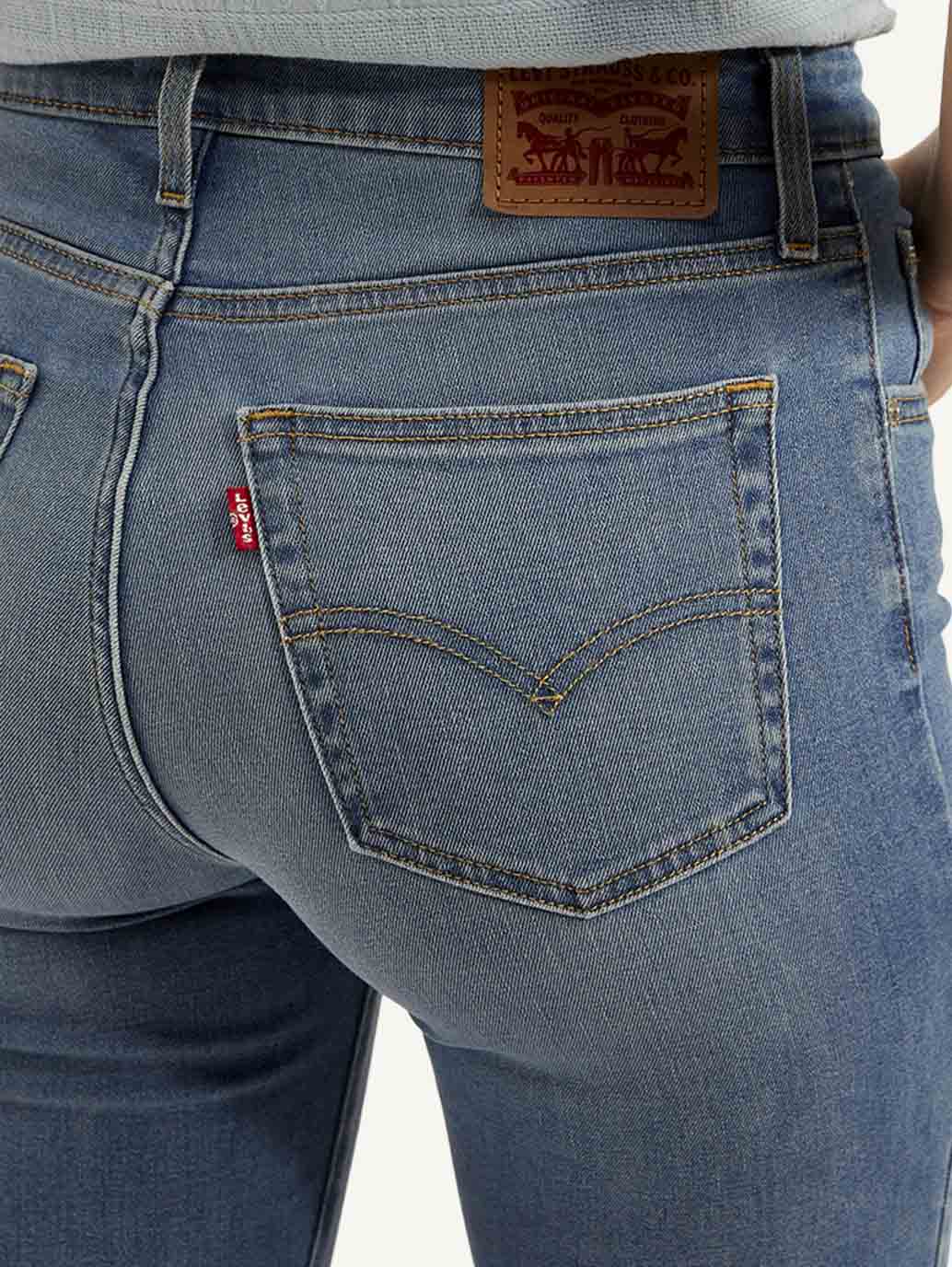 Women's 721 Blue Skinny Fit High Rise Jeans - Detail View