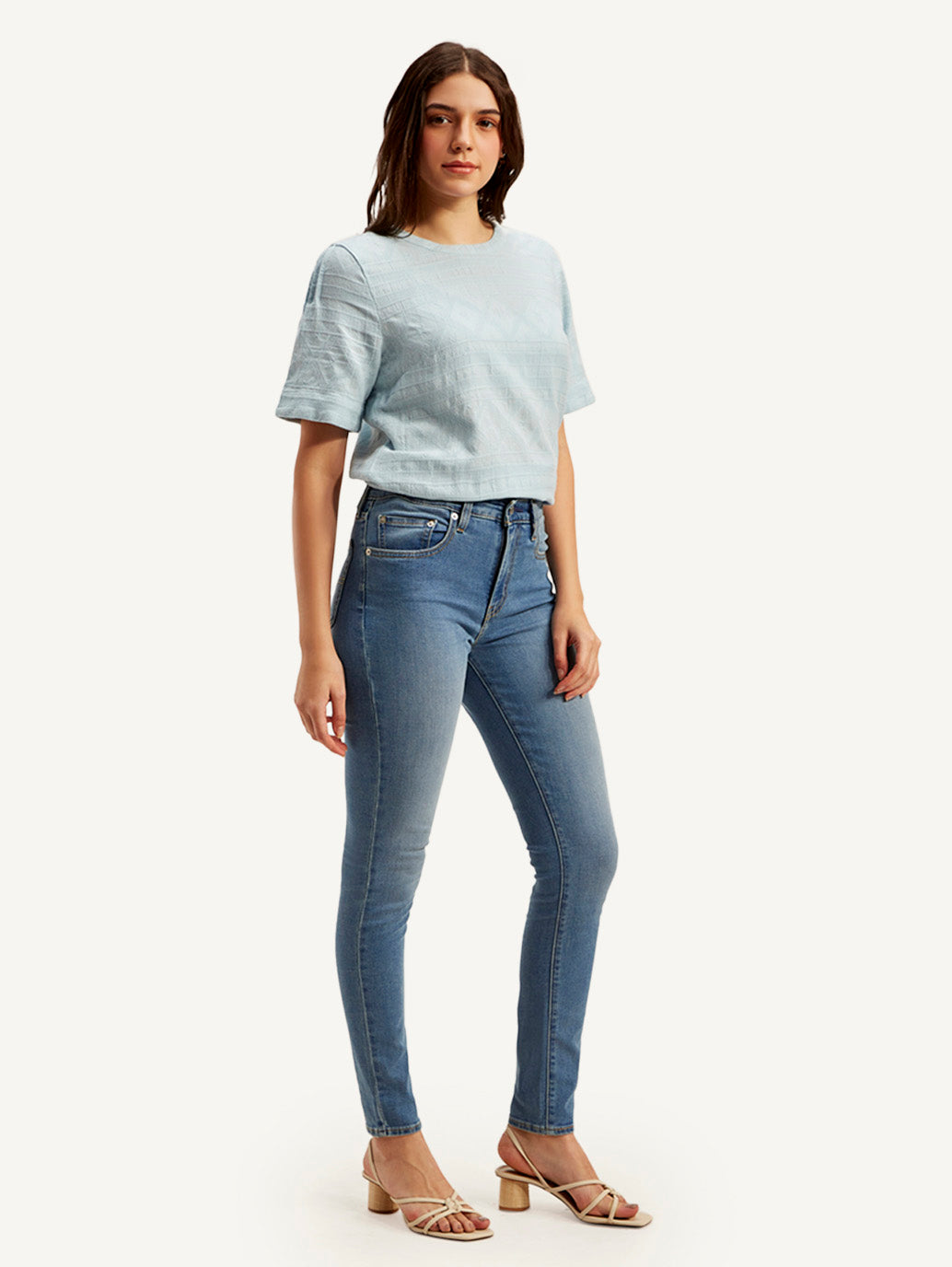 Women's 721 Blue Skinny Fit High Rise Jeans - Side View