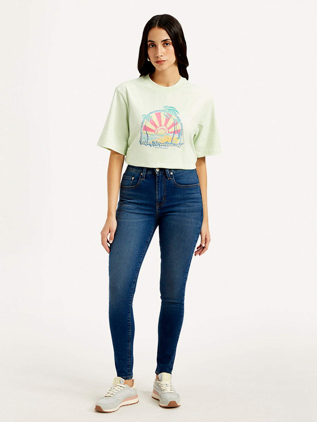 Women's 721 Blue Skinny Fit High Rise Jeans - Front View