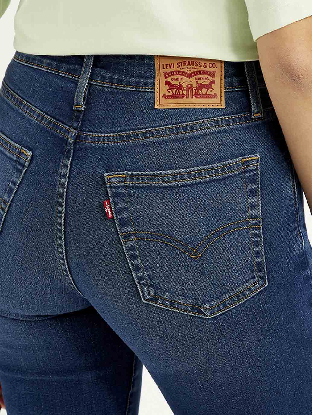 Women's 721 Blue Skinny Fit High Rise Jeans - Detail View